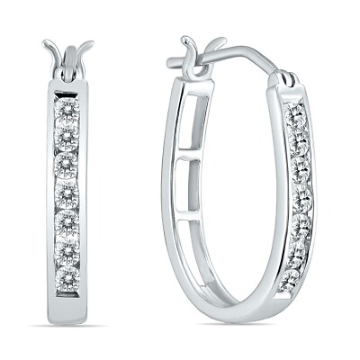 #ad 1 2 Carat TW Diamond Hoop Earrings in 10k White Gold $269.00