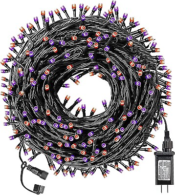 Purple and Orange Halloween Lights 33 FT 100 LED Plug in Waterproof String Ligh $15.35