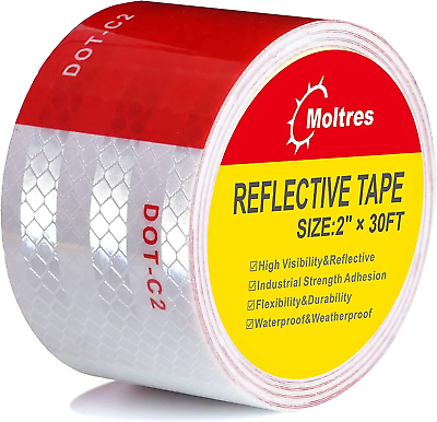 #ad DOT C2 Reflective TapeRed White 2Inch X 30Feet Waterproof Conspicuity Safety Ta $15.78