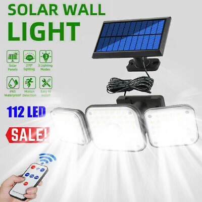 3 Head Solar Light LED PIR Motion Sensor Outdoor Garden Wall Security Lamp $20.69