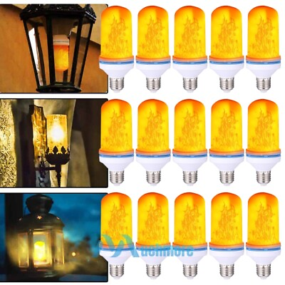 #ad 15X LED Flame Light Bulb E27 Fire Effect Flickering Bulb 4 Modes Home Lamp Decor $82.99