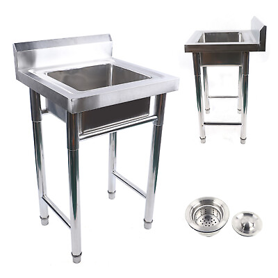 #ad Freestanding Laundry Single Sink Utility Kitchen Wash Bowl Basin Stainless Steel $76.95