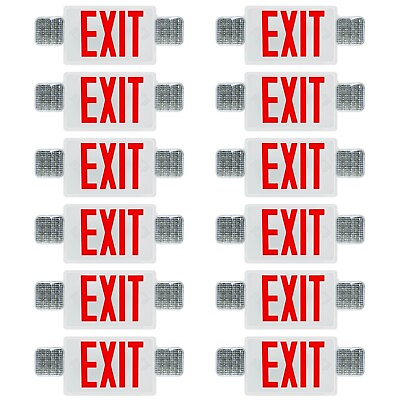 #ad 12PC Exit Signs for Business with Battery Backup Emergency LED Exit Light Combo $320.01