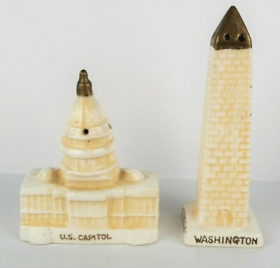 #ad Vintage Washington DC Salt Pepper Shaker Set US Capitol Building Monument Japan $12.97