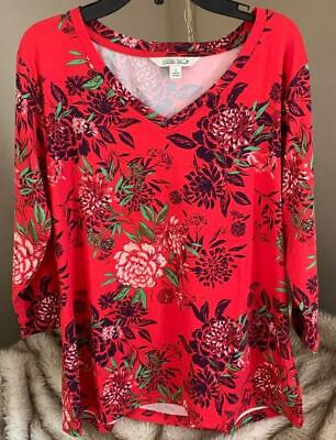 #ad NEW NWOT Choose Size Pinkish Red Soft Stretchy Microfiber Shirt PIONEER WOMAN $6.65