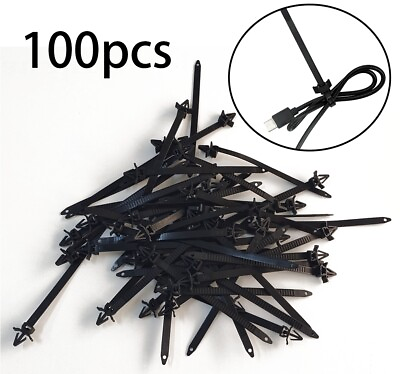 #ad 100pcs Car Line Cable Tie Clamp Zip Tie Wrap Push Clip Wiring Loom Harness Wire $15.97