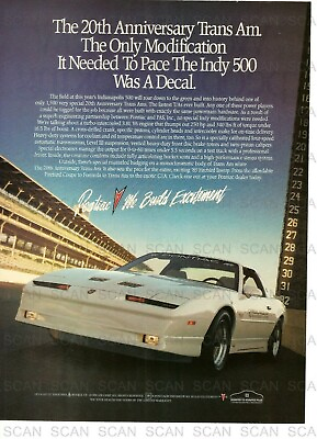 #ad 1989 Pontiac Trans Am 20th Anniversary Indy 500 Pace Car Vintage Magazine Ad $7.99