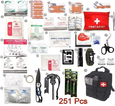 251Pc First Aid Kit For Tactical Survival Emergency Trauma Military Travel Multi $10.98
