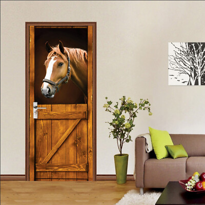 #ad 3D Self Adhesive Vintage Stable Horse Door Sticker Wall Decor Mural Wallpaper US $39.59