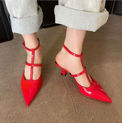#ad Womens Kitten Heels Pointed Toe Slingbacks Sandals Buckle Strap Court Shoes Pump AU $70.87