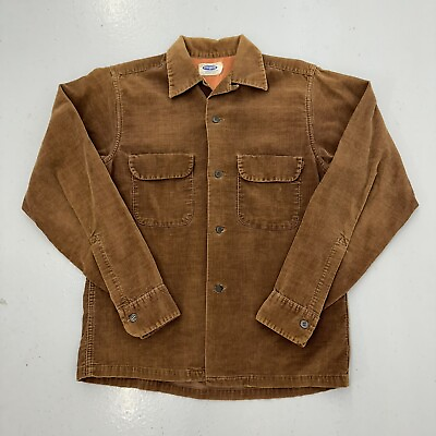 #ad Vintage 50s 60s Sears Pilgrim Corduroy Loop Collar Button Up Shirt Brown USA S $79.99