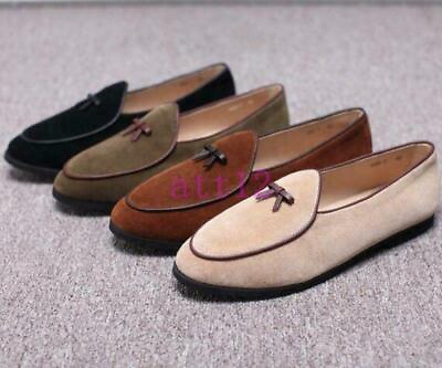 #ad Mens Leather Slippers Slip on Loafers Bowtie casual Dress formal Shoes $71.99