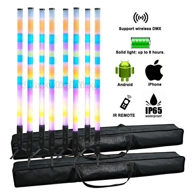 #ad 8pcs with bag Wireless Battery Pixel Tube 360 Degree Led Titan Tube Dj Light $1610.00