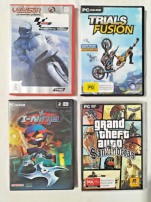 #ad PC Games x 4 I Ninja GTA San Andreas Moto GP Trials Fusion 4 x Computer Games AU $58.50