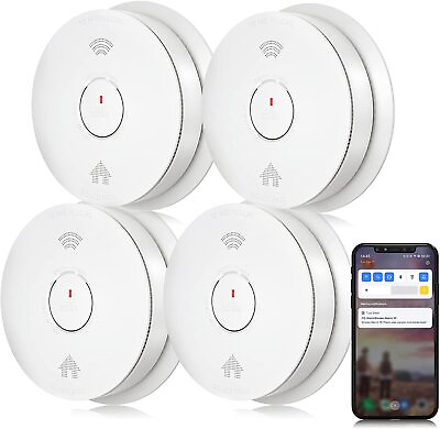 #ad Siterwell WiFi Smoke Detector amp; Carbon Monoxide Detector Combo Voice Alert $65.99