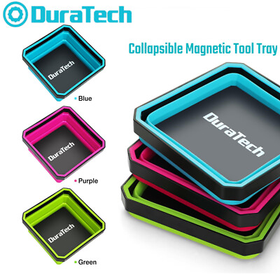#ad DURATECH 3PC Magnetic Foldable Parts Tray Set Collapsible Silicone Tool Tray NEW $27.99