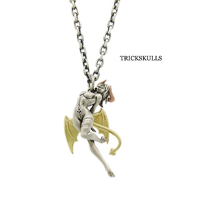 #ad Silver Stainless Gold Winged Devil Demon Goddess Necklace 60cm 24 in Chain NEW $18.00
