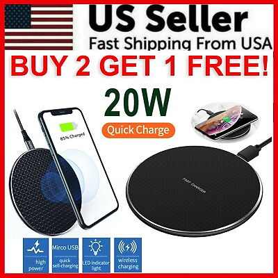 #ad 20W Wireless Charger Fast Charge Pad For Samsung iPhone XS Max X XR 12 13 Pro $7.99