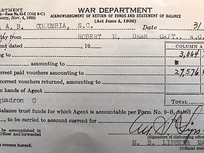 #ad WWII 1945 War Department Original Document Lipsker Major Columbia South Carolina $9.74