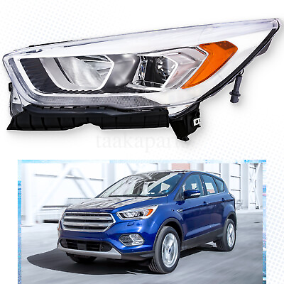 #ad For 2017 2019 Ford Escape Driver LH Halogen Headlight LED DRL Chrome Projector $118.74
