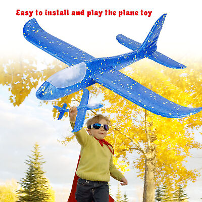 #ad Flying Mini Throwing Glider Shiny Night Aircraft Toy Hand Launch Airplane Model $6.43