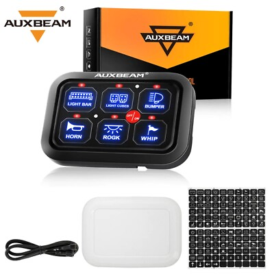#ad AUXBEAM 6 Gang Switch Panel Dimmable LED Light Bar Relay System Marine Boat ATVs $119.99