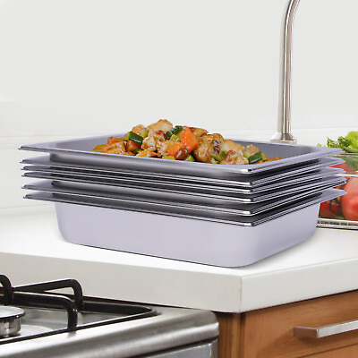 #ad 6 Pack Steam Table Pans 1 2 Size Stainless Steel Food Prep Table Pans Rectangula $33.25