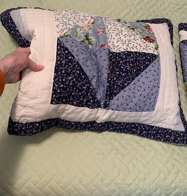 #ad Handmade Quilted Pillow Shams 2 Piece Set Country Cabin Standard Pillow EUC $16.57