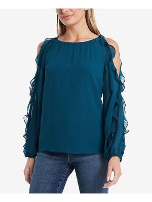 #ad 1. STATE Womens Ruffled Cold Shoulder Long Sleeve Scoop Neck Blouse $11.99