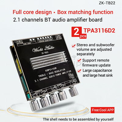 #ad 2.1 Channel Bluetooth Audio Power Amplifier Board TWS True Wireless 50WX2100W $31.99