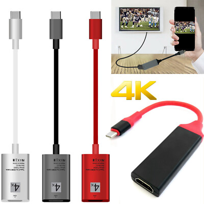 #ad Type C HDMI Cable Adapter for Huawei P50 MAC Samsung S23 S20 Note20 Phone To TV $4.49