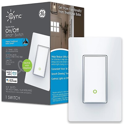 #ad #ad GE CYNC Smart Light Switch Paddle Style Neutral Wire Required 1 SWITCH NEW $18.99