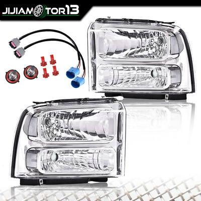 #ad Halogen DRL Chrome Headlights Fit For 1999 04 Ford F250 F350 Superduty Excursion $73.75