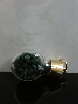 #ad H.STERN DROP PENDANT LUCKY CHARM GLASS BOTTLE TURQUOISE GEMSTONES GOLD PLATED $99.00