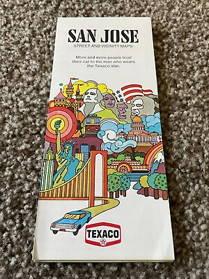 #ad 1971 Edition Texaco San Jose Oil Gas Service Station Travel Road Map Box JS $8.99
