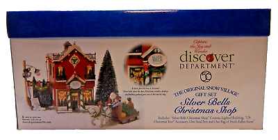 #ad Dept 56 The Original Snow Village Silver Bells Christmas Shop Gift Set #55040 $157.50