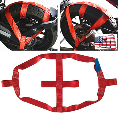 #ad 1 PCS Motorcycle Rear Wheel Handlebar Transport Bar Tire Tie Down Belt Strap Red $17.85