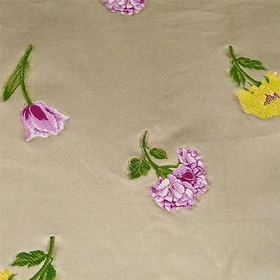 #ad Flowers Embroidered on Cream Cotton Fabric 56quot; W Home Decor BTY $17.99