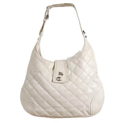 #ad Burberry White Leather Quilted Shoulder Bag $134.99