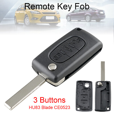 #ad 3 Buttons Replacement Flip Key Fob Case Shell Blade For Peugeot 207 307 408 407 $4.70