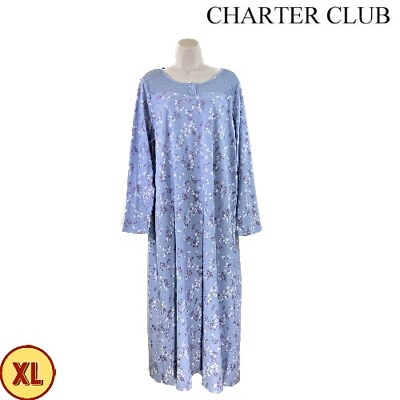 #ad NWD Charter Club XL Cotton Brushed Knit Printed Floral Blue 100127996MS $70 $16.12