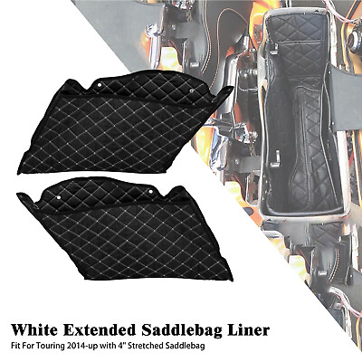 #ad 4quot;Extended Saddlebag Insert Stretched White Line Bag Fit For Harley Touring 14Up $47.99