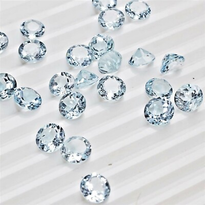 #ad Wholesale Lot 7mm Round Facet Cut Natural Blue Topaz Loose Calibrated Gemstone $243.99