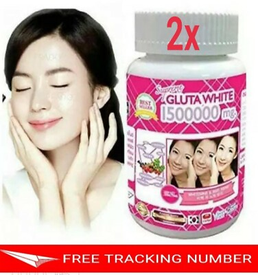 #ad 2x SUPREME Gluta White 1500000 Mg V Shape Face Super Whitening Anti Aging 30 Cap $32.60