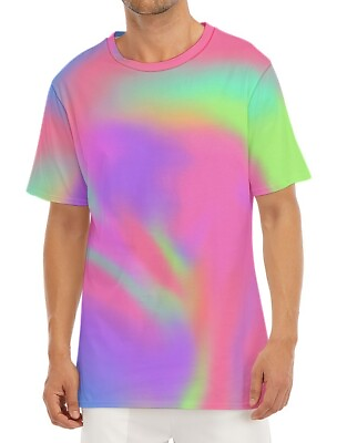 #ad Northern lights cotton T shirt colorful print neon sky rave clothes abstraction $19.88