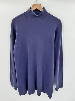 #ad RARE Vintage BLUE FISH Mockneck Top Pullover Light Purple USA Made $67.99
