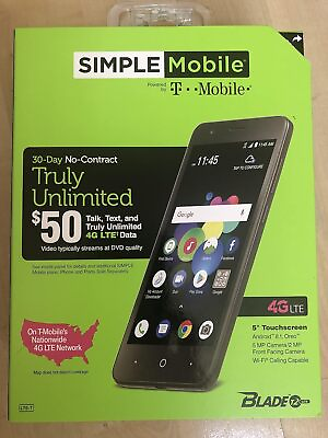 #ad Simple Mobile ZTE Blade T2 Lite Prepaid Cell Phone Black Lot of 2 See DESCRIPTIO $56.99