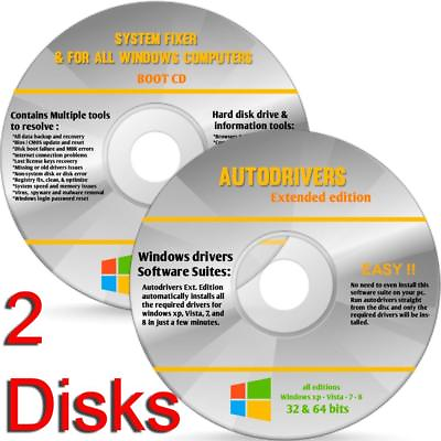 #ad HP amp; Dell Computers Repair Recovery Disc for Windows 10 7 8 XP CD 2 Disks $9.98