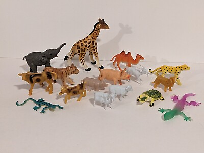 #ad Animals Toys Wildlife Zoo Farm Animal Figures Lot Giraffe Tiger Safari LTD? $14.99