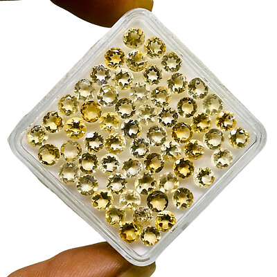 #ad VVS 100 Pcs Natural Citrine 4mm Round Cut Loose Untreated Gemstones Lot 26 Cts $21.99
